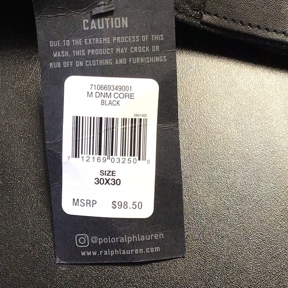 NWT!  Polo Ralph Lauren prospect straight stretch jeans. Black, 30 x 30 - Picture 2 of 6